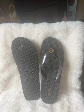 Michael Kors Dark Brown Logo Flip Flop Sandals - Women's